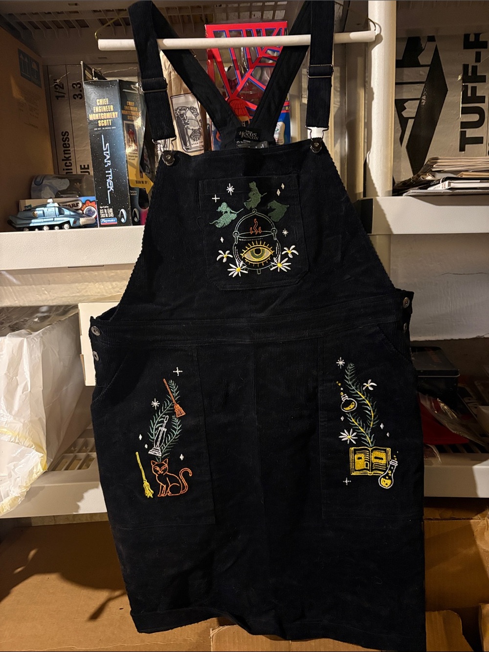 Disney Box Lunch Black Embroidered Corduroy Overalls skirt One-Piece Hocus Pocus